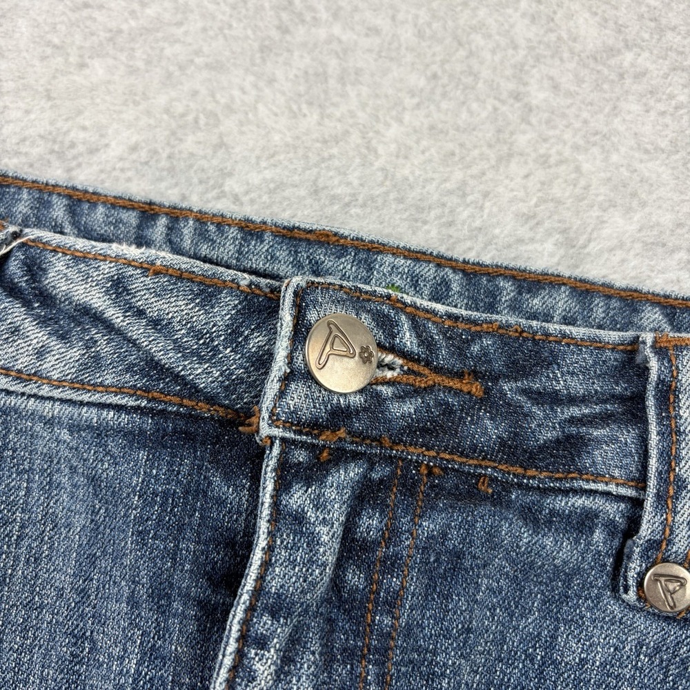 Papaya Denim Skirt Womens Medium Blue Low Rise Raw Hem Y2K Mini Stretch Club - Picture 3 of 9